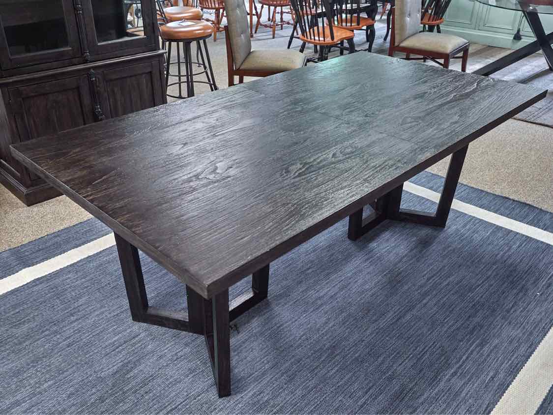 Brownstone Dining Table with Butterfly Leaf on Contemporary Pedestals