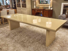 Roche Bobois  Contemporary Beige Expandable  Dining Table with Chrome Edge