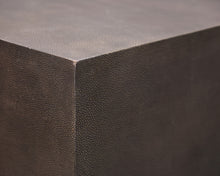 Mandalay 60" Square Cocktail Table in Grey Faux Shagreen with Satin Brass Base