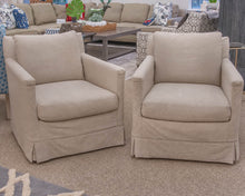Pair of Lee Industries 'Natural Linen' Swivel Chairs