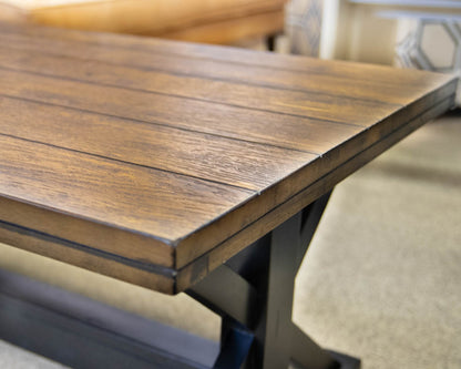 Wood Plank Cocktail Table W/Black X-Frame Trestle Base