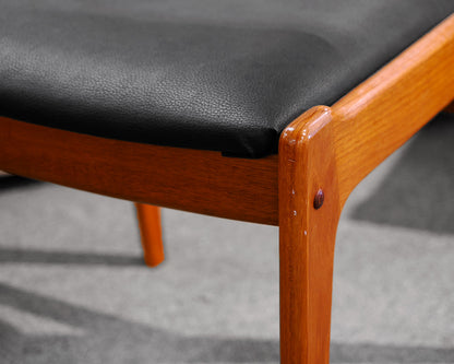 Four Solid Teak Chairs w/ Black