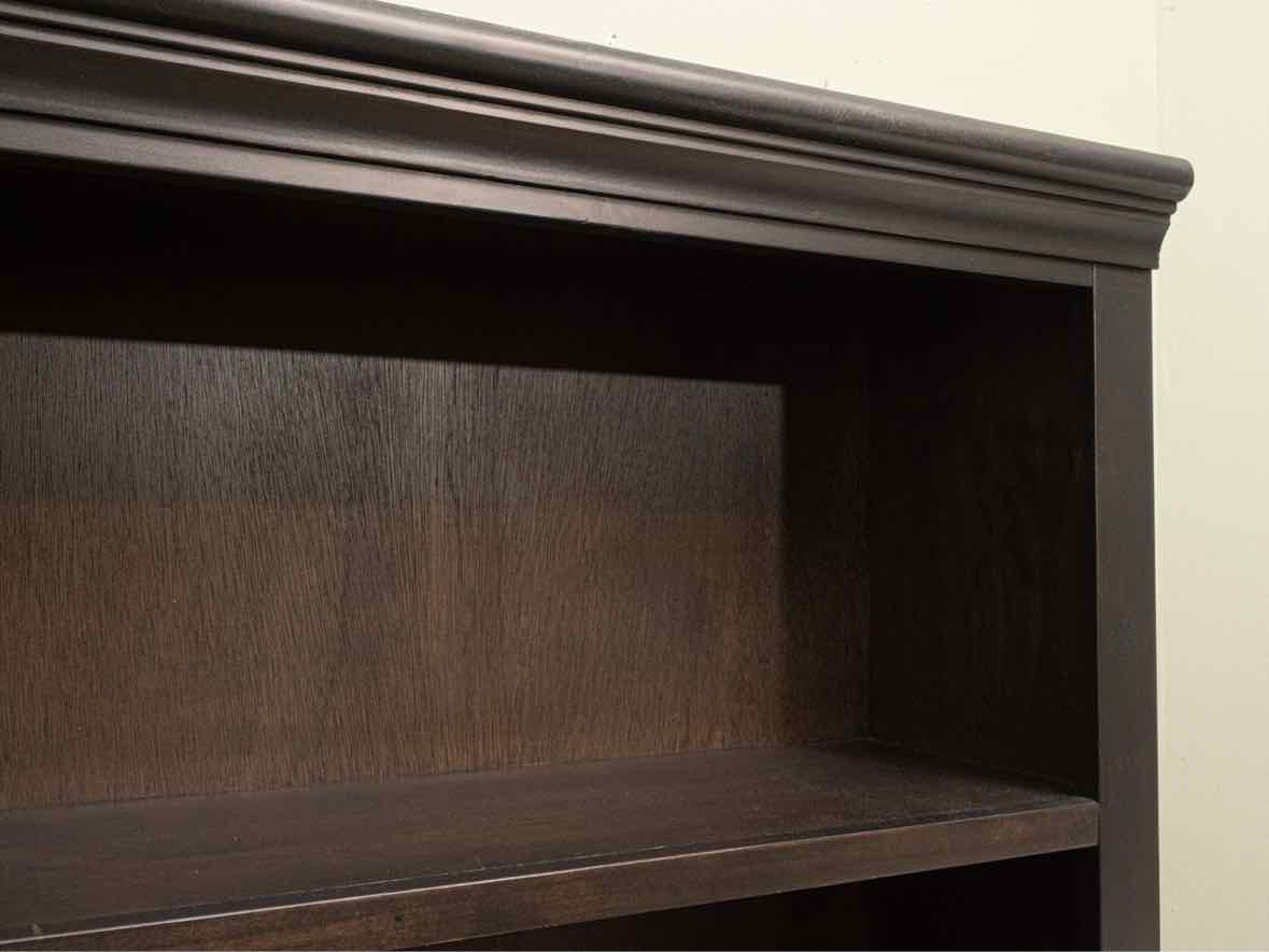 Espresso Black Finish 5 Shelf Acacia Wood Bookcase