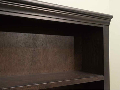 Espresso Black Finish 5 Shelf Acacia Wood Bookcase