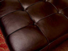 Black Bonded Leather Tufted  Ottoman