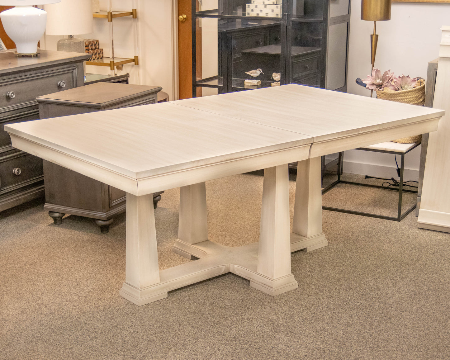 Gat Creek Latham 72" Pedestal Table with Leaves in Hand Glazed Parchment Finish