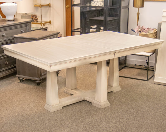 Gat Creek Latham 72" Pedestal Table with Leaves in Hand Glazed Parchment Finish