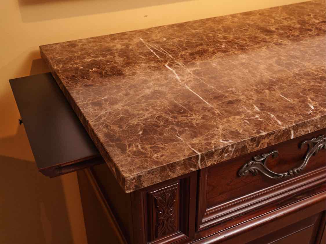 Bernhardt Walnut 2 door & 2 Drawer Server with Marble Top