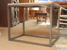Ethan Allen 'Borough' Metal Frame Weathered Oak Top Side Table