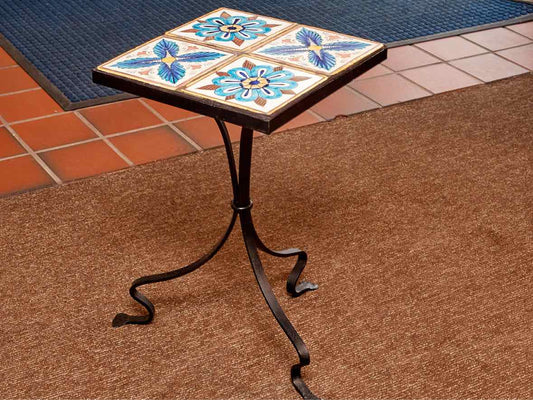 Tile Top Metal Legs Accent Table