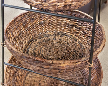 Black Metal Stand with 3 Wicker Baskets