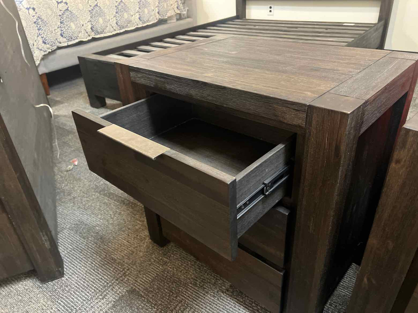 Pair of Dark Distressed Nightstands