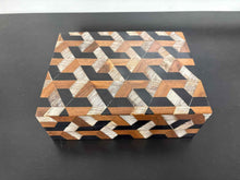 Small Decorative Box with 3D Pattern Bone & Wood Inlay