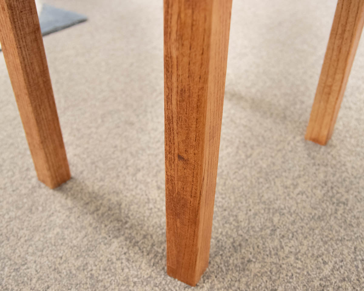 Williams Sonoma Plank Top Round Side Table on Black Metal Pedestal Base