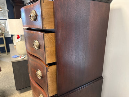 Mahogany Serpentine 7 Drawer Chest on Chest