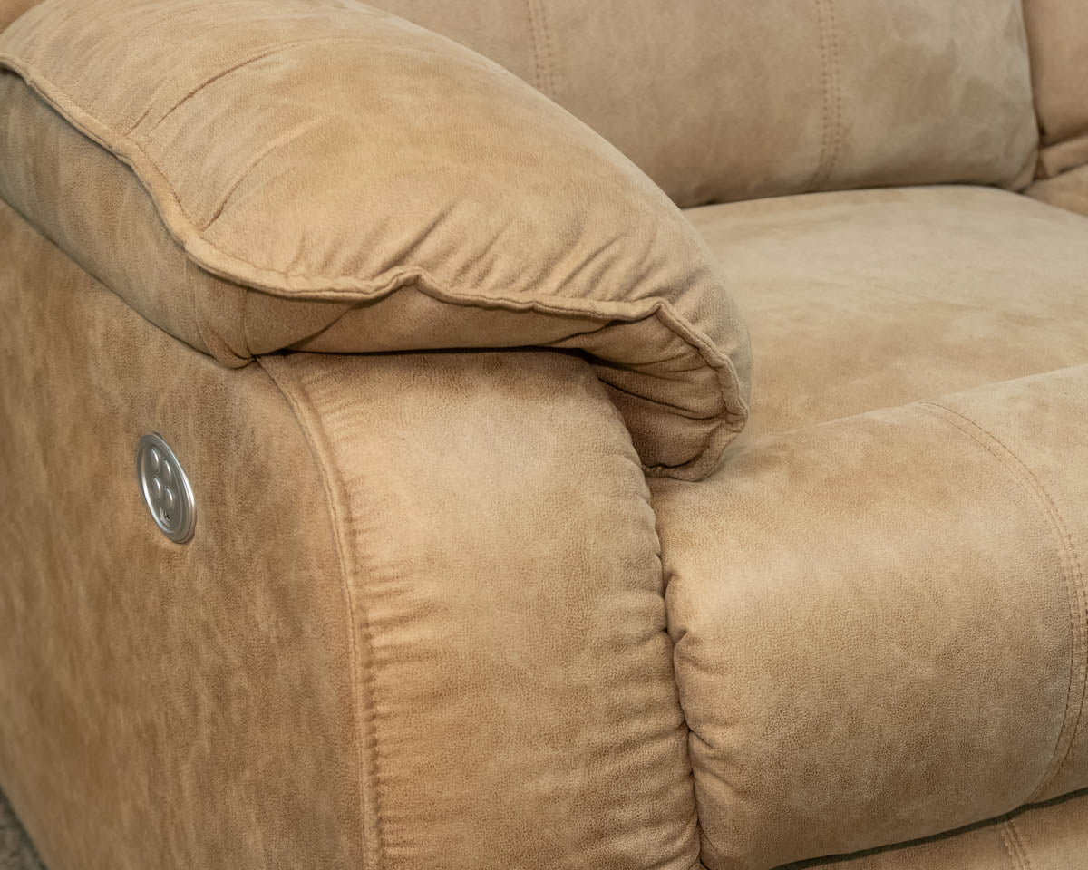 Southern Motion Power Wall Hugger 2 Reclining  Seat Camel Color Upholstered Sofa
