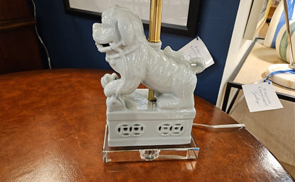 Porcelain Palladian Blue Foo Dog Lamp