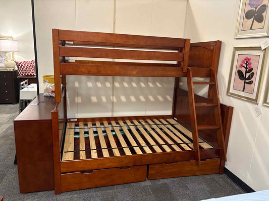 Cherry Wood Twin Over Full Bunkbed