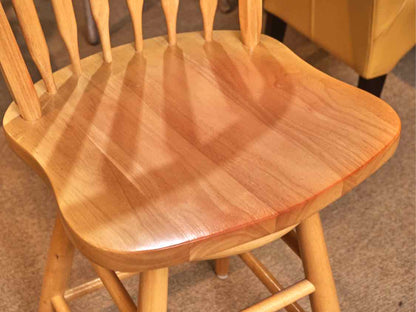 Set Of 4 Amesbury Chair Co. Oak Swivel Windsor Back Counter Stools