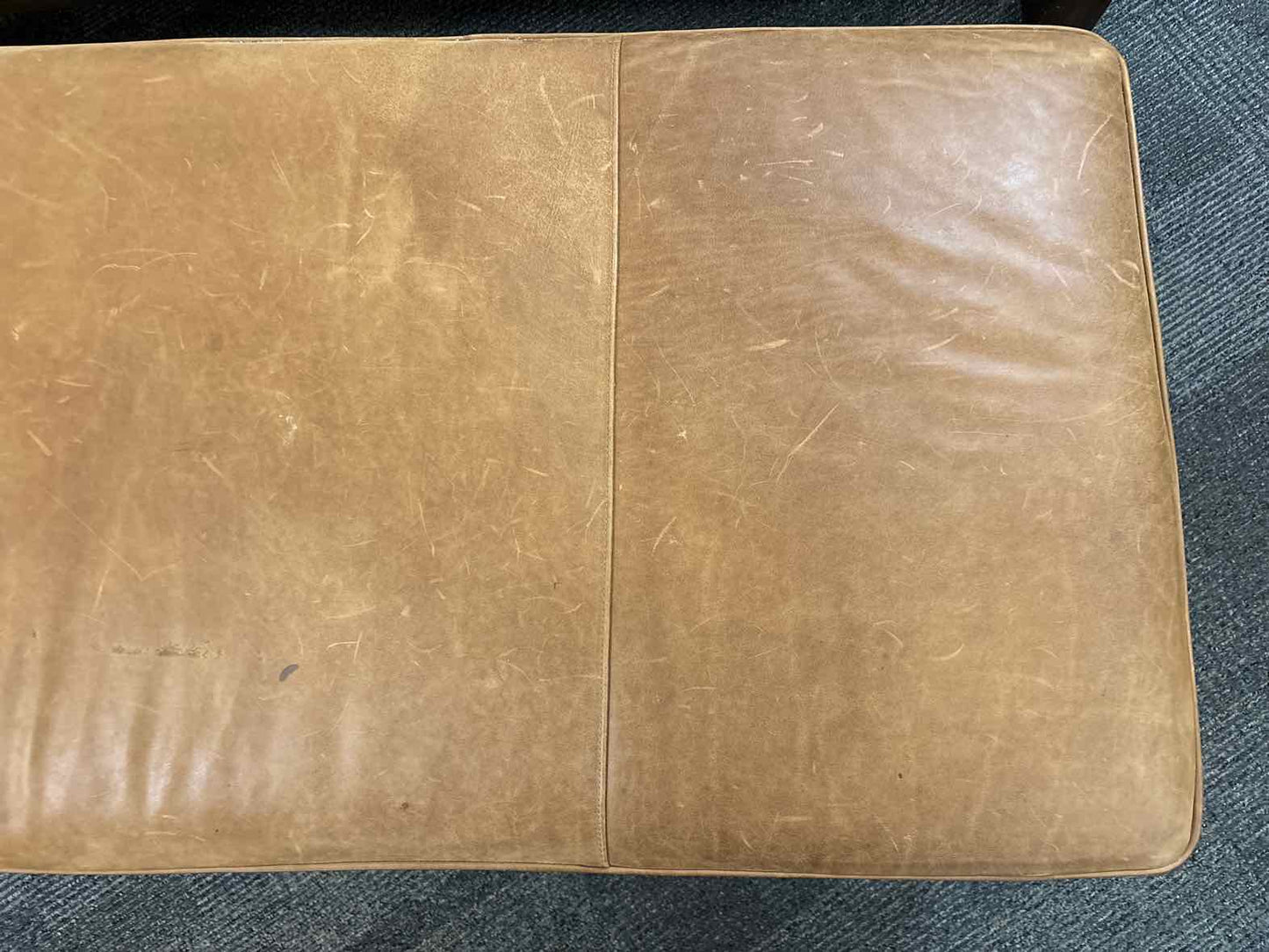 Distressed Hazlenut Leather Bench