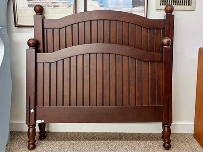 Mahogany Stained Twin Bed W/ Cannon Ball Finnials