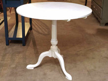 White Finish Round Pedestal Accent Table