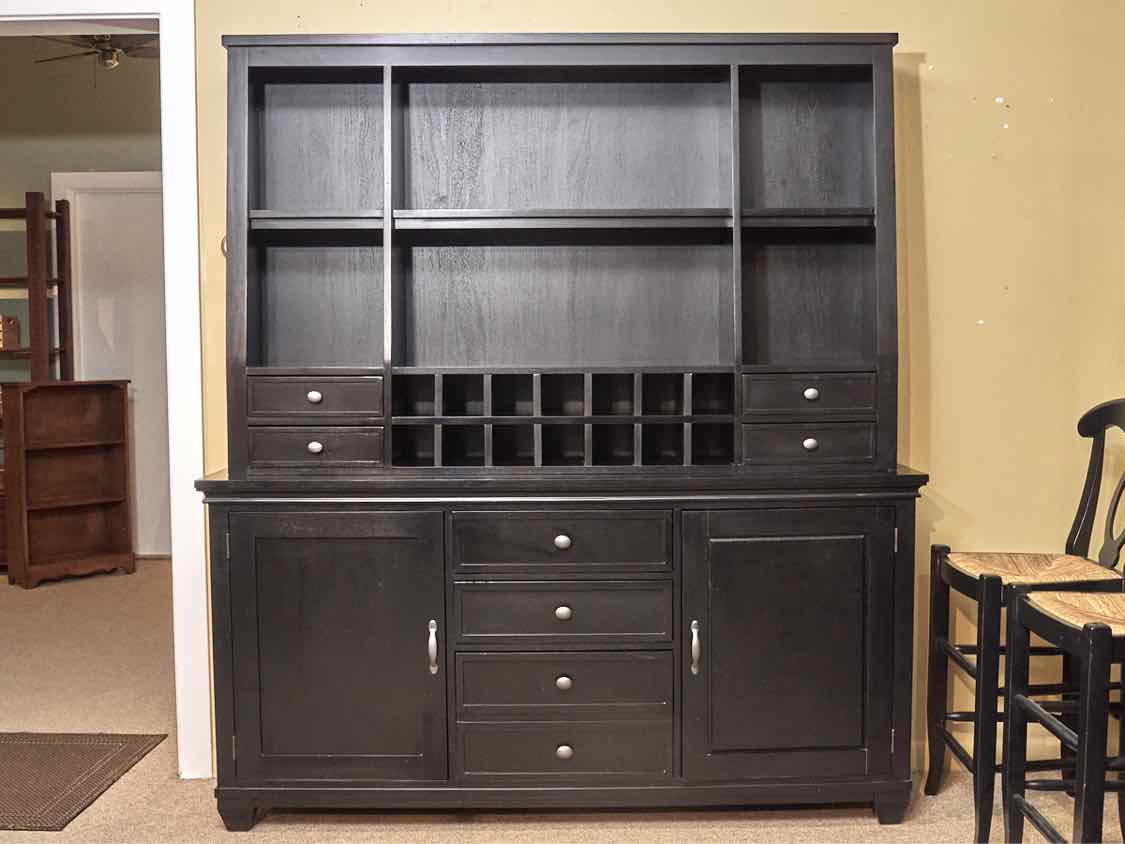 Ethan Allen  Black Finish 8 Drawer 8 Shelf 14 Cubby  Hutch