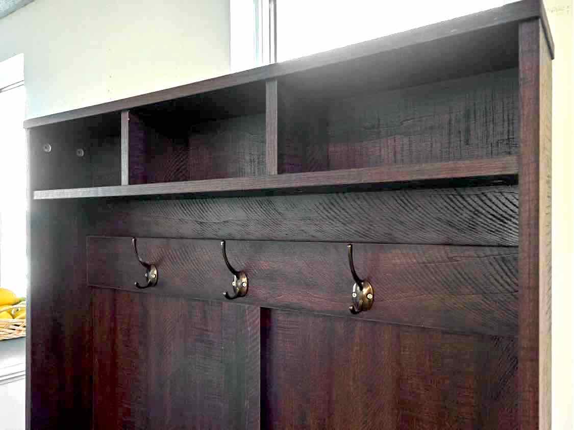Rustic Dark Stain Hall Tree