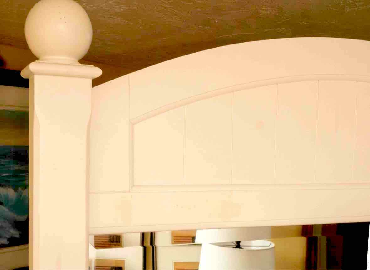 White Finish 7 Drawer Dresser with Beadboard Top & Mirror