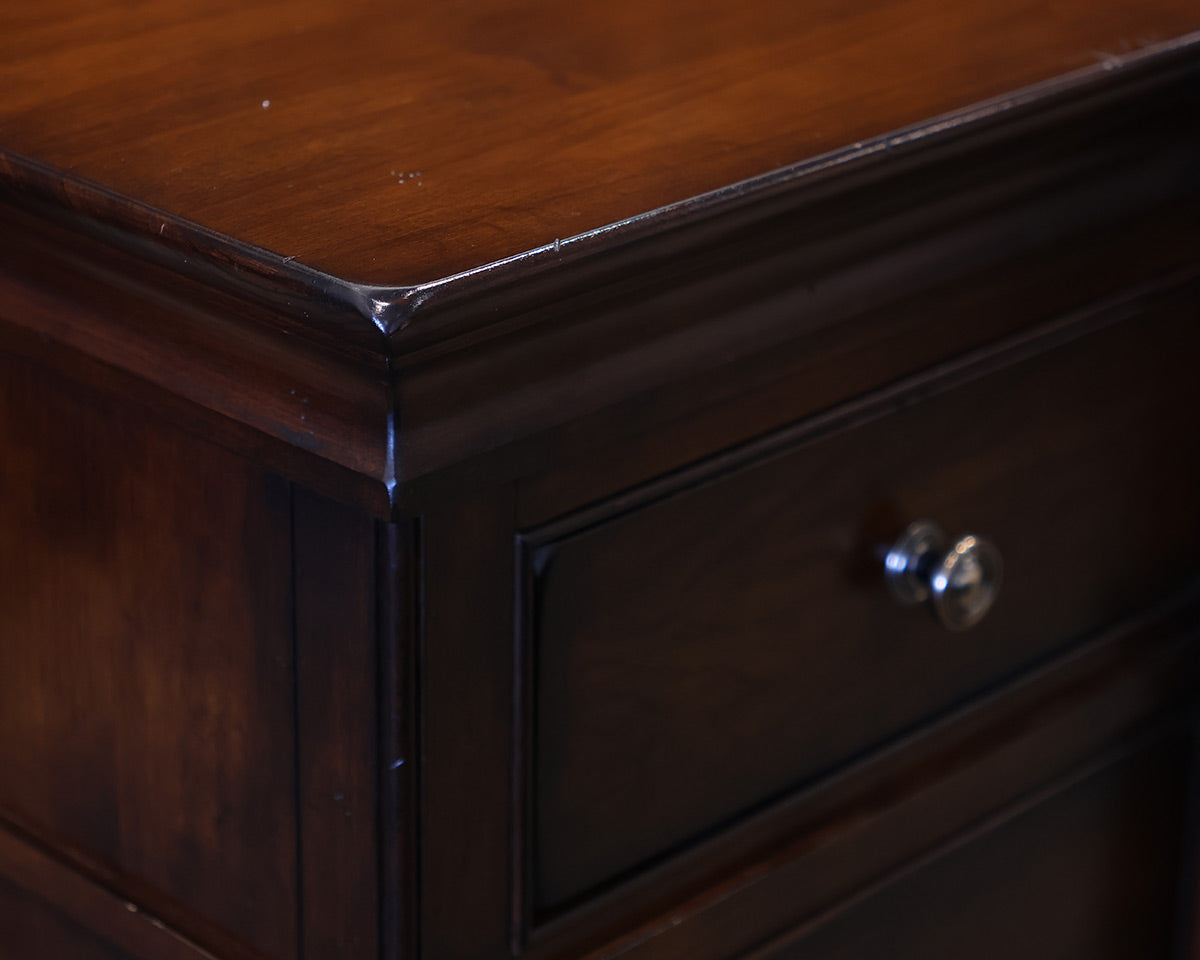 West Brothers Furniture Dark Maple Triple Dresser With Mirror