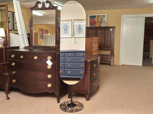 Legato Marble Base Floor Standing Oval Mirror