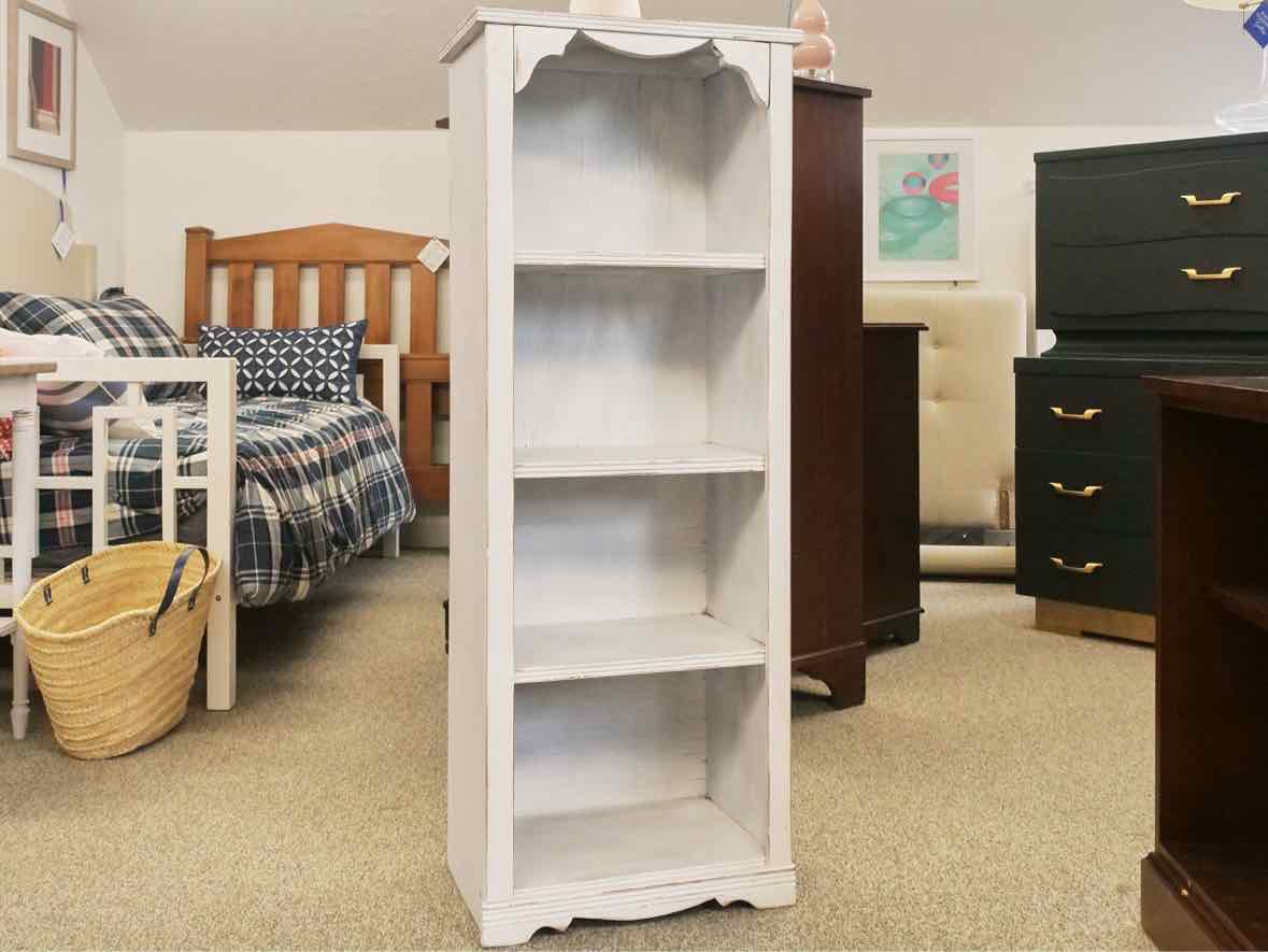 Solid Maple Bookcase in Rustic White Finish