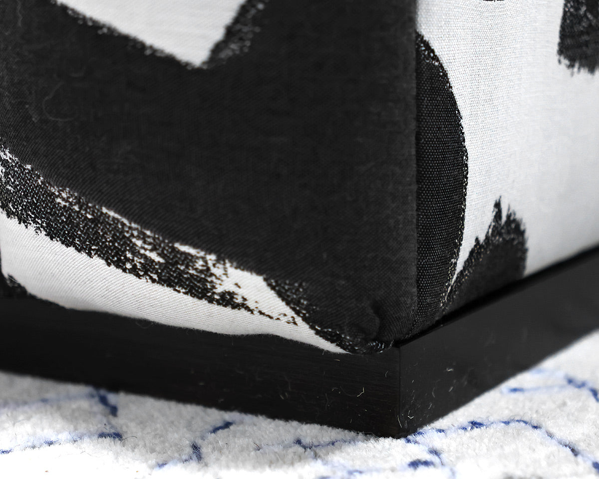 Contemporary Channel-Tufted Ottoman in Black & White