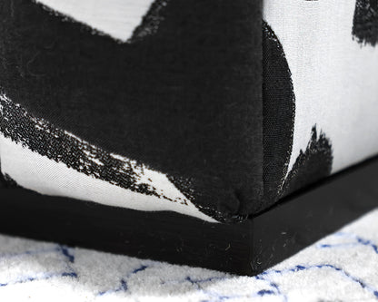 Contemporary Channel-Tufted Ottoman in Black & White