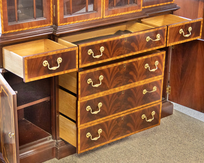 Councill Craftsman Burled Mahogany Breakfront W/ Satinwood Border