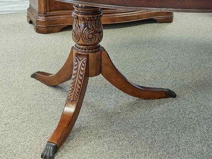 Double Pedestal Inlaid Mahogany Oval Dining Table