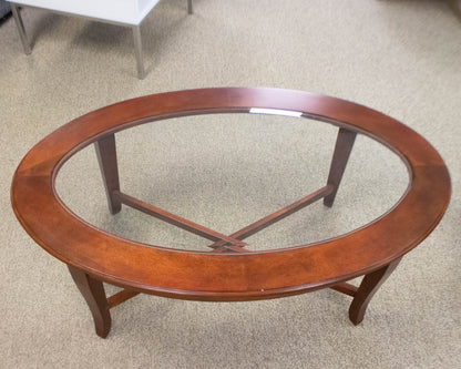 Oval Cherry & Glass Cocktail Table