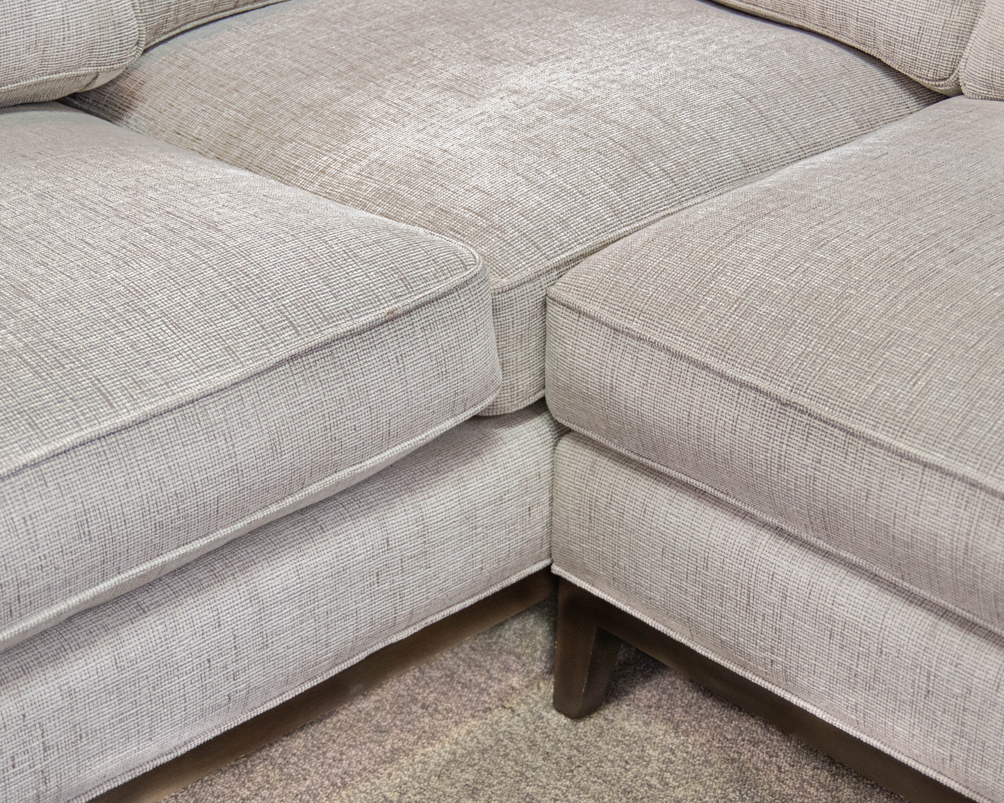Custom Wood Base Seven Cushion Sectional