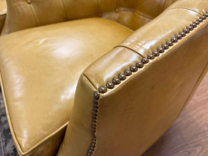 Pair of Leathercraft Mustard Leather Barrel Chairs