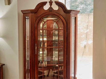Lighted Cherry Corner Cabinet W/ Two Doors