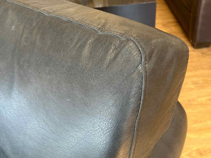 Klausner Charcoal Leather Chair w/ Ottoman