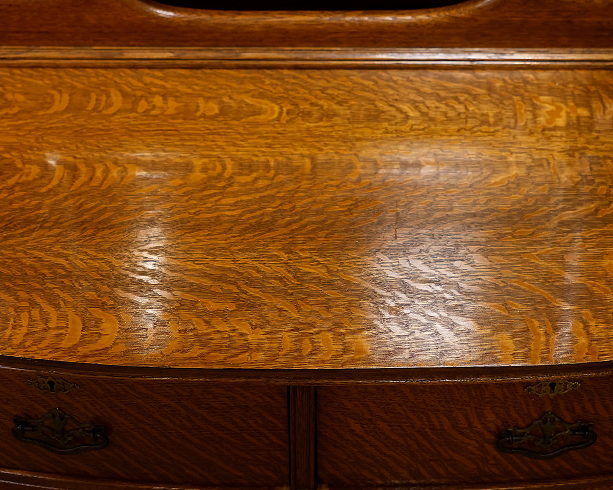 Antique Oak 4-Drawer Chest With Mirror