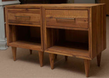 Pair Of West Elm 'Alexa'  Reclaimed Pine  I Drawer & Shelf Nightstands