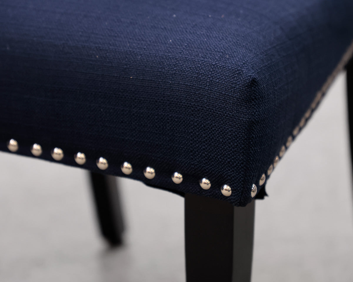 Set of 10 Deep Navy Upholstered Dining Chairs
