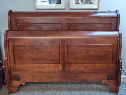 Maple Queen Sleigh Bed with Cherry Stain Finish