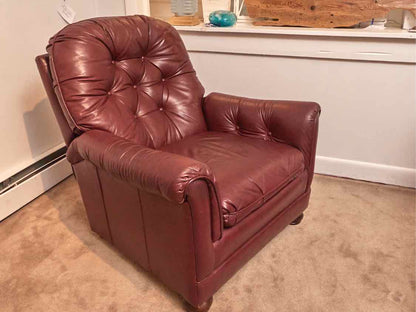 Bradington Young Reclining Back 'Burgundy Wine' Tufted Leather  Chair & Ottoman