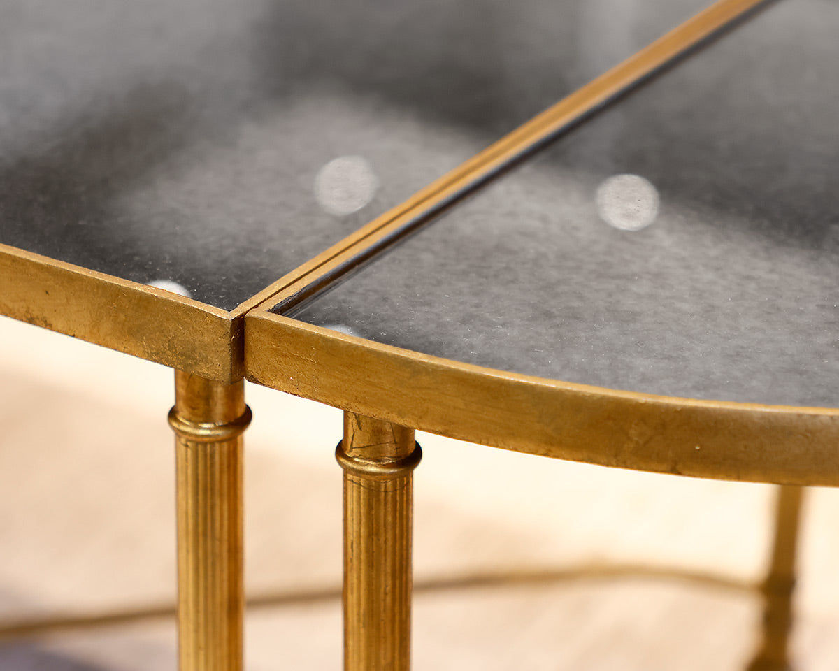 Set of Three Rectangular and Demi Lune Tables