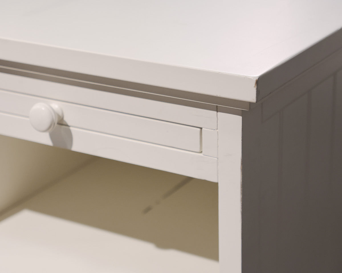 Pottery Barn White Corner Desk. 2 Pullout Shelves/2 Drawers