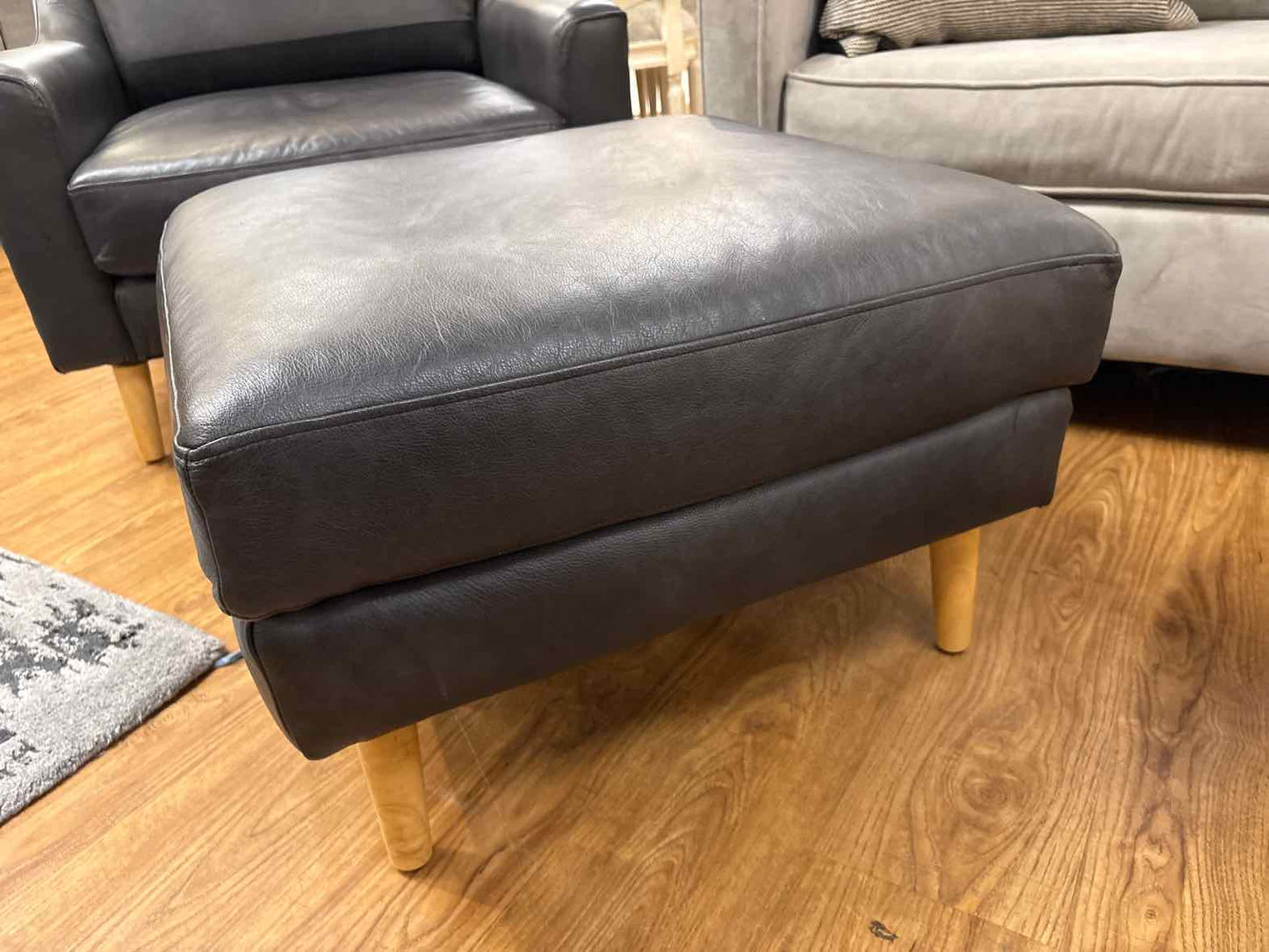 Burrow 'Nomad' Leather Armchair w/ Ottoman