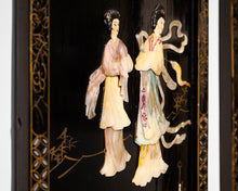 Set of 4 Lacquer and  MOP Inlaid Wall Hangings